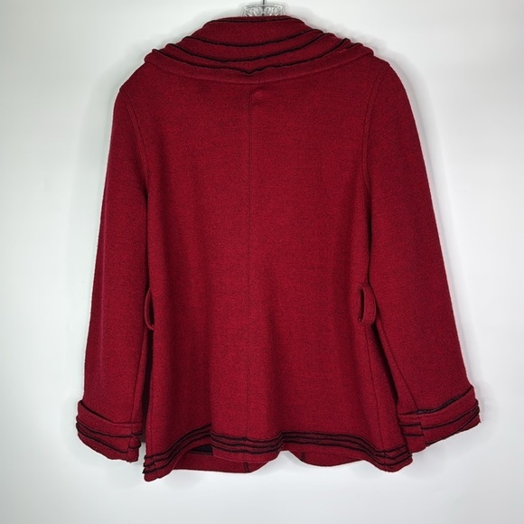 Icelandic Design Red Wool Button Cardigan Sweater Large - Picture 4 of 10